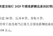 建设银行：2025年总行管理干部及相当层级人员绩效薪酬追索扣回17人次，涉及金额人民币199万元
