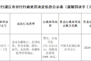 湛江农商银行被罚175万元：违反金融统计、支付结算、货币金银、国库、征信、反洗钱、金融科技等管理规定