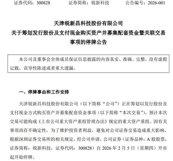 筹划重大资产重组!明起停牌