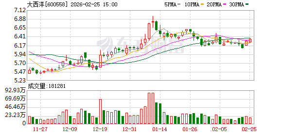大西洋：截至2026年2月13日公司股东总数为42885户