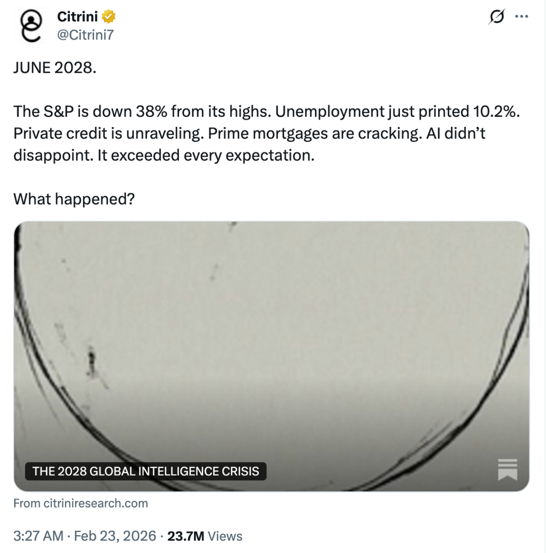 一篇价值2000亿美元的终局论：AI在2028年带来席卷世界的经济危机