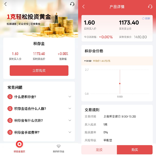 积存金售价仅1.6元/克？北京银行APP页面故障 目前购买页面已“消失”