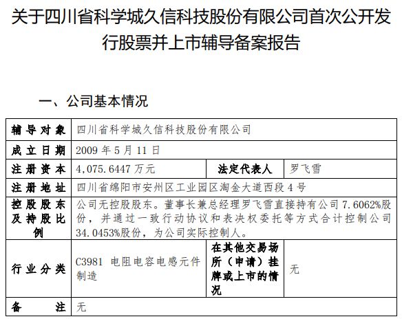 四川电容“小巨人”久信科技启动IPO辅导：聚焦薄膜电容器赛道，实控人控制34%股份
