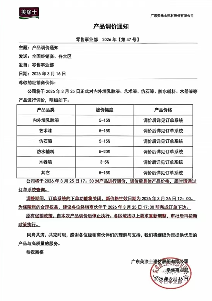 涨价的“黄金分割”:头部涂企如何在成本与市场的夹缝中演绎“涨价艺术”