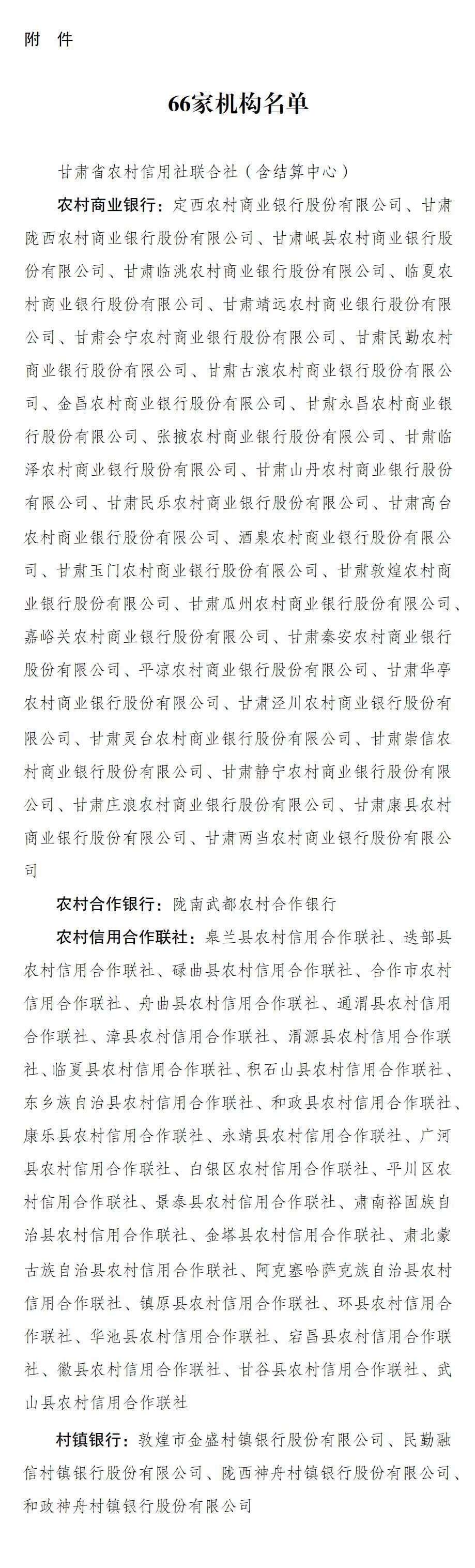 甘肃农商行获批开业，甘肃省联社等66家涉改机构解散
