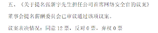 中国人寿：提名张新宇担任首席网络安全官