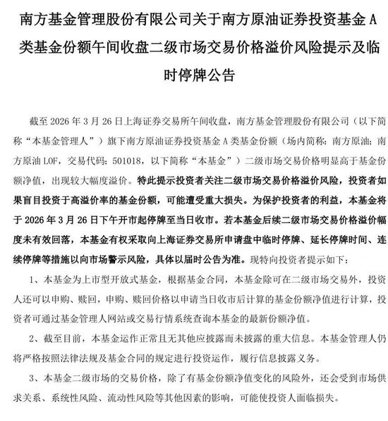 注意！多只原油LOF集体停牌！释放哪些信号？