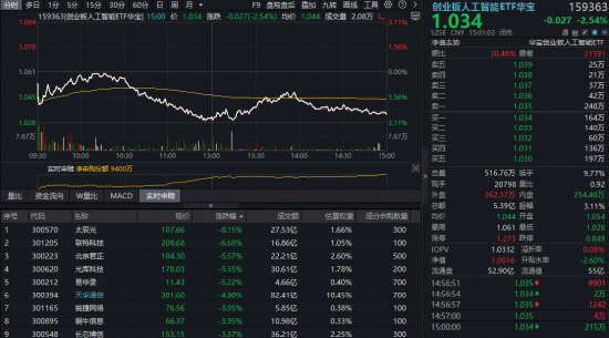 光模块领跌,创业板人工智能ETF(159363)逆市吸金!中际旭创业绩翻倍验证高景气,机构看好绩优龙头