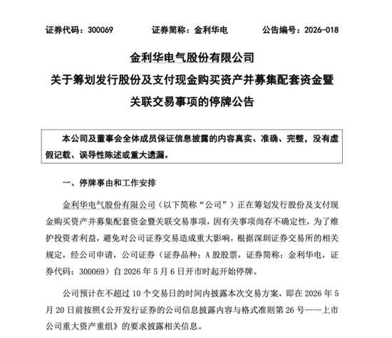 停牌！300069，筹划重大资产重组