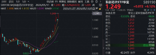 存储风暴席卷全球，海外六巨头飙升，澜起科技逼近20CM涨停！华宝基金科创芯片ETF（589190）再创历史新高！