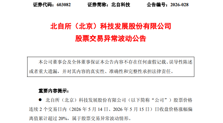 603082，股价2连涨停！公司紧急澄清：未生产人形机器人本体及零部件！