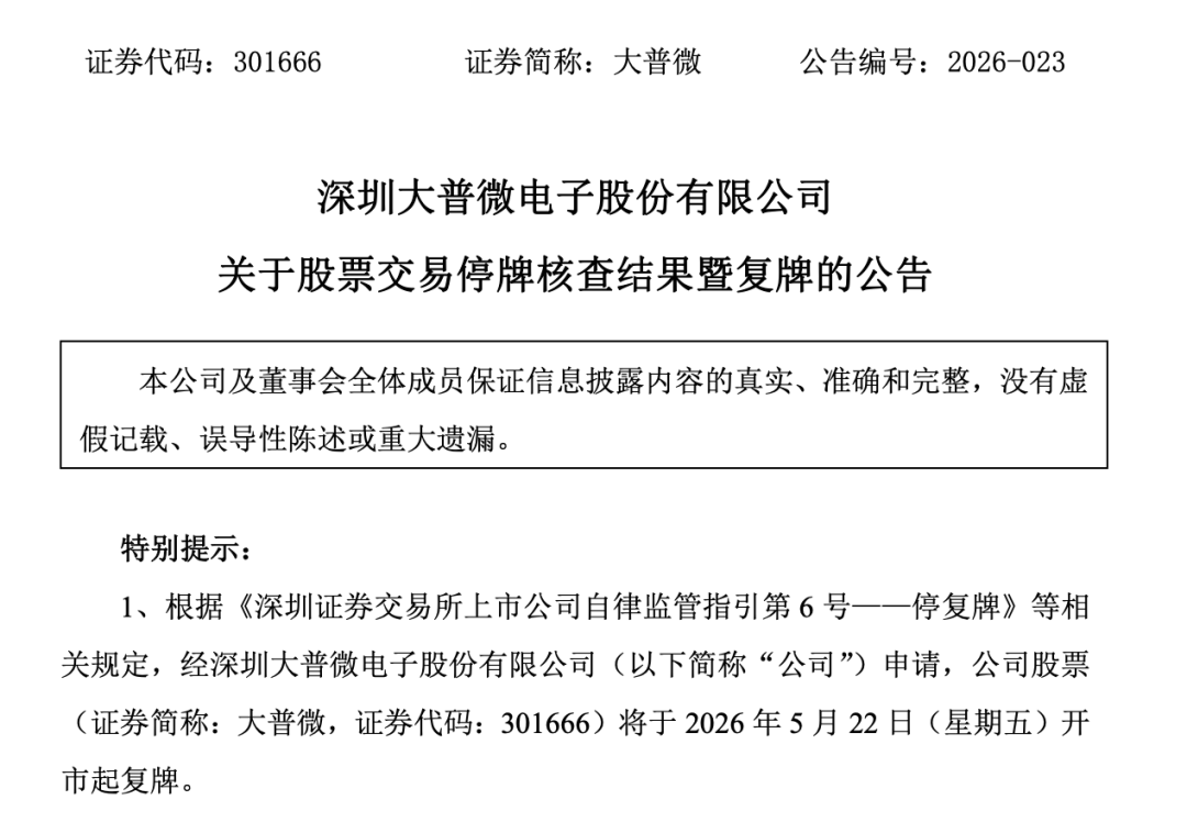 301666,核查完成,明天复牌!